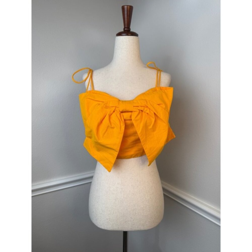 Maeve Anthropologie Bow Crop Top Sleeveless Party Blouse Yellow Small